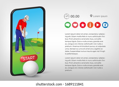 Golf tournament design template. Online translation. Video gaming, electronic sports and esports concept.