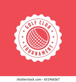 Golf Tournament Emblem Flat Icon On Red Background