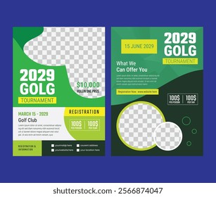 Golf Tournament Flyer Layout Template Design Bundle. Golf Tournament Flyer and Championship Flyer Poster Design, Golf Event Banner Vector Template 