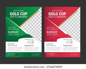 Golf Tournament Flyer Layout Template Design Bundle. Golf Tournament Flyer and Championship Flyer Poster Design, Golf Event Banner Vector Template 