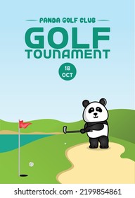 golf tournament flyer with panda illustration