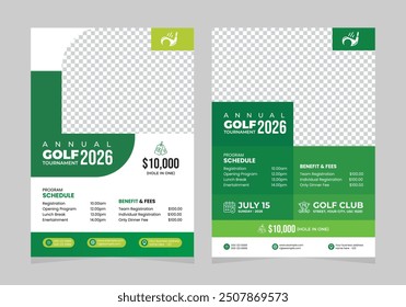 Golf tournament flyer template design for sports event championship league