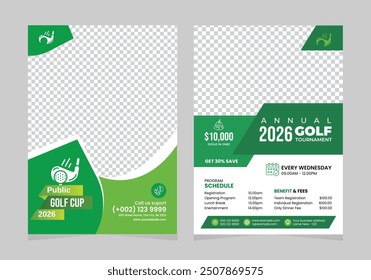 Golf tournament flyer template design for sports event championship league