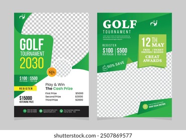 Golf tournament flyer template design for sports event championship league