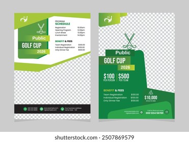 Golf tournament flyer template design for sports event championship league