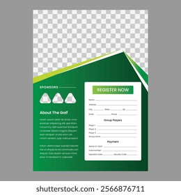 Golf tournament flyer template design for sports event championship league Registration from template Layout