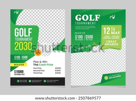 Golf tournament flyer template design for sports event championship league