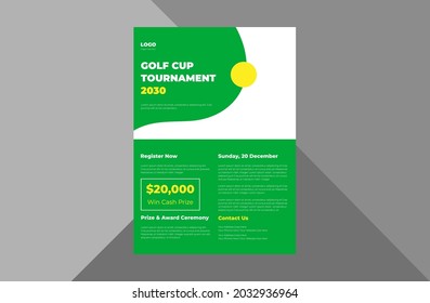 golf tournament flyer template. golf sports game time poster leaflet design.
a4 template, brochure design, cover, flyer, poster, print-ready