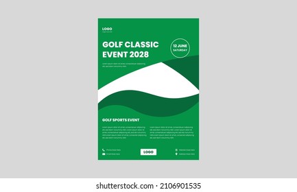 Golf Tournament Flyer Template. Golf Sports Event Flyer Design In Green Color.
Golf Event Tournament Poster Flyer Design.