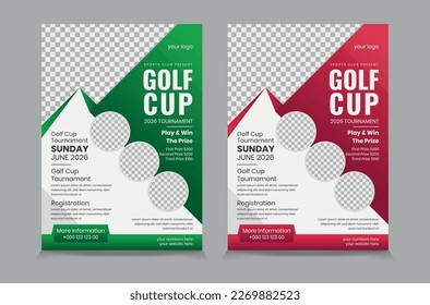 Golf tournament flyer template, vector illustration eps 10
Gold tournament double side or page flyer template