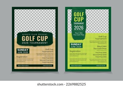 Golf tournament flyer template, vector illustration eps 10
Gold tournament double side or page flyer template