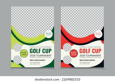 Golf tournament flyer template, vector illustration eps 10
Gold tournament double side or page flyer template