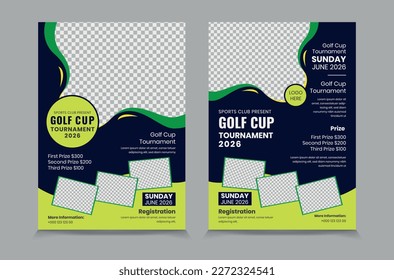 Golf tournament flyer template, vector illustration eps 10
Gold tournament double side or page flyer template