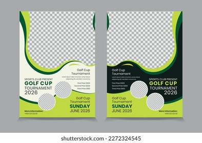 Golf tournament flyer template, vector illustration eps 10
Gold tournament double side or page flyer template