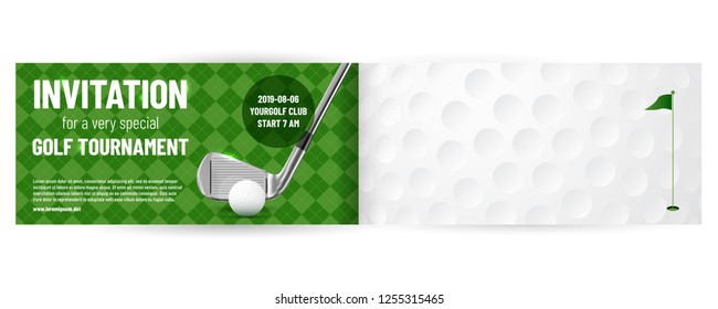 Golf tournament invitation template with sample text in separate layer - vector illustration - Shutterstock ID 1255315465
