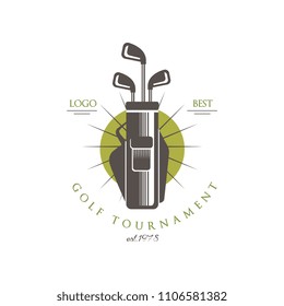 Golf tournament logo best est 1978, elegant vintage sport label for golf championship, sport club, business card vector Illustration on a white background