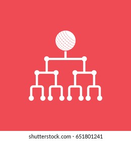 Golf Tournament Net With Ball Flat Icon On Red Background
