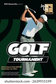 Golf Tournament on green color, Sport Poster