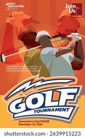 Golf Tournament on orange color, Sport Poster