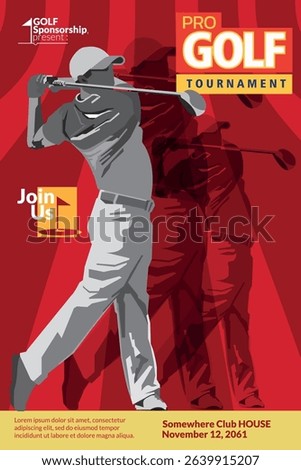 Golf Tournament on red colour, Sport Poster