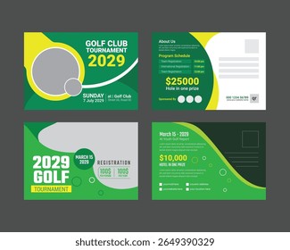 Golf tournament postcard template design