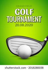 Golf-Turnierplakatflyer. Golfball-Wettkampf. Vektordesign des Sportclubs