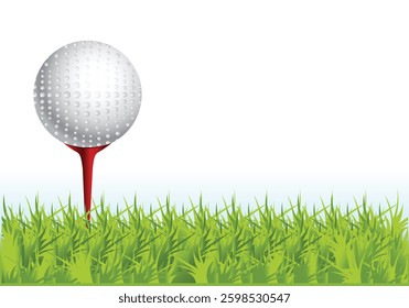 Golf tournament poster template flyer. Golf ball on green grass for competition. Sport club vector design.