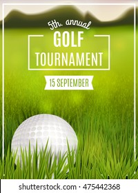 Golf tournament poster template. Flyer design. Vector illustration