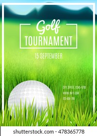 Golf tournament poster template. Flyer design. Vector illustration