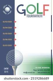 Plantilla de póster del Torneo de Golf. Lugar para su mensaje de texto. Ilustración vectorial.