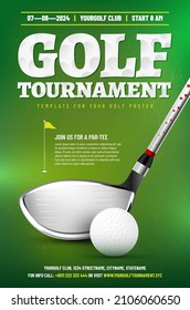 Golf tournament poster template with sample text in separate layer - vector illustration