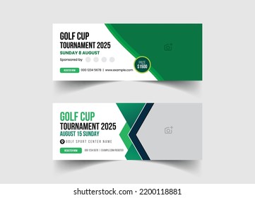 
Golf tournament social media cover template with sports event poster and annual brochure cover designn