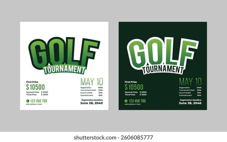 Golf tournament social media post template, annual sports tournament event golf web banner square template