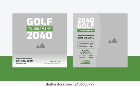 Golf tournament social media post template, annual sports tournament event golf web banner square template