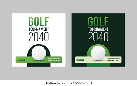 Golf tournament social media post template, annual sports tournament event golf web banner square template