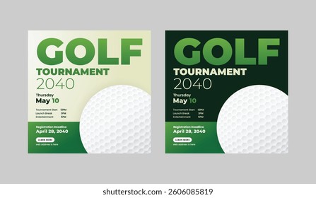 Golf tournament social media post template, annual sports tournament event golf web banner square template