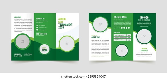 Golf tournament Trifold brochure design and creative layout template