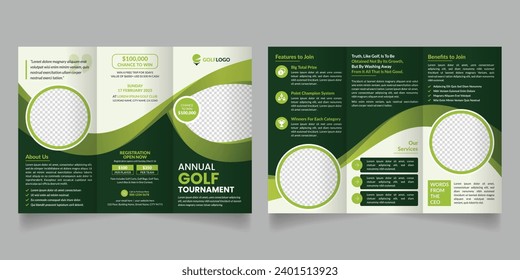 Golf tournament Trifold brochure design and creative layout template