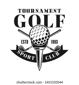 Golf tournament vector emblem template in vintage monochrome style isolated on white background