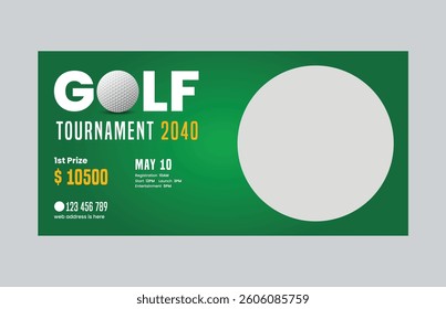Golf tournament web banner social media cover template, annual sports tournament event golf banner design