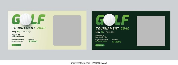 Golf tournament web banner social media cover template, annual sports tournament event golf banner design