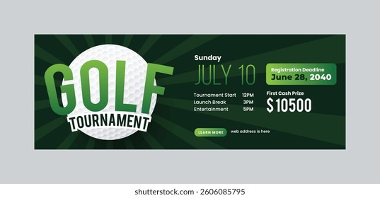 Golf tournament web banner social media cover template, annual sports tournament event golf banner design