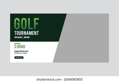 Golf tournament web banner social media cover template, annual sports tournament event golf banner design