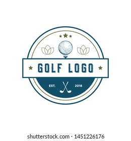 Golf training coach badge logo in circle shape green and blue vector isolated on white background vector illustration 