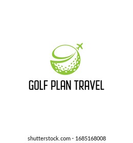 golf travel sport vacation logo design vector image with air plan concept illustration