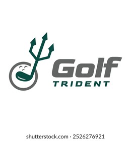 golf trident flat minimalist logo design