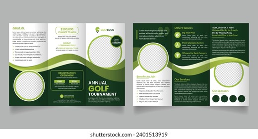 Golf Trifold Brochure Design Template Suitable for Golfers and Golf Championship Events