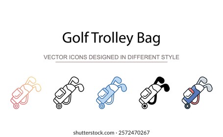 Golf Trolley Bag icon design with white background stock illustration