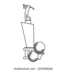 Golf trophy cup symbol in black and white