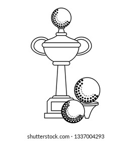 Golf trophy cup symbol in black and white